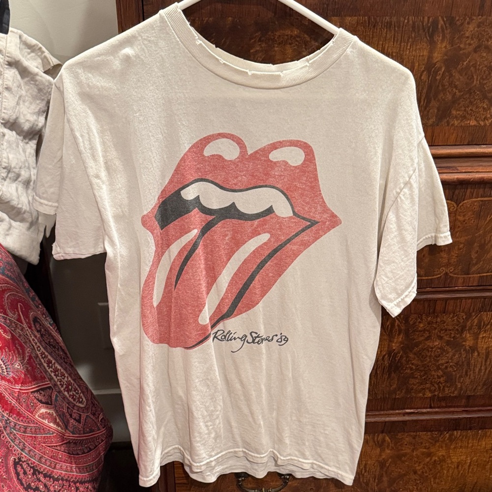 The Rolling Stones Tee - Cream with Red and Black Logo
